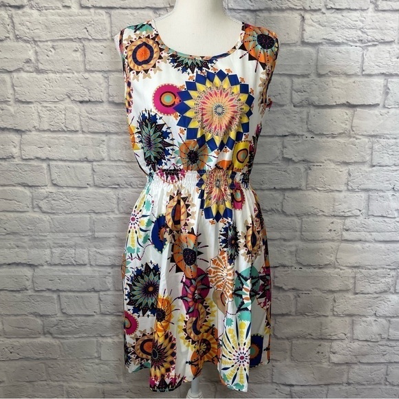 Shein Abstract Multi Colour Print Summer Dress Size Small - Picture 2 of 9
